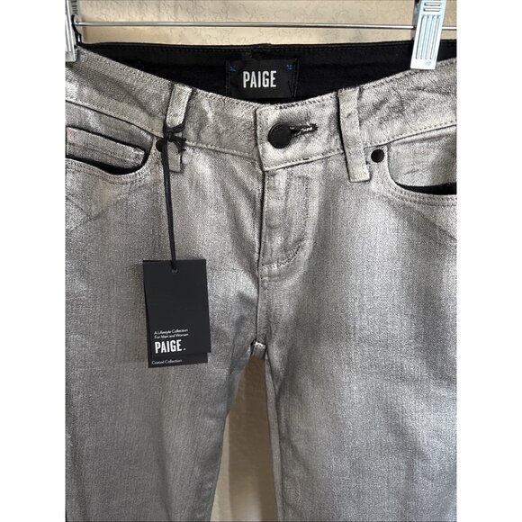 PAIGE Denim - Paige Verdugo Ankle Skinny Coated Jeans size 26 NWT Metallic grey Mid Rise